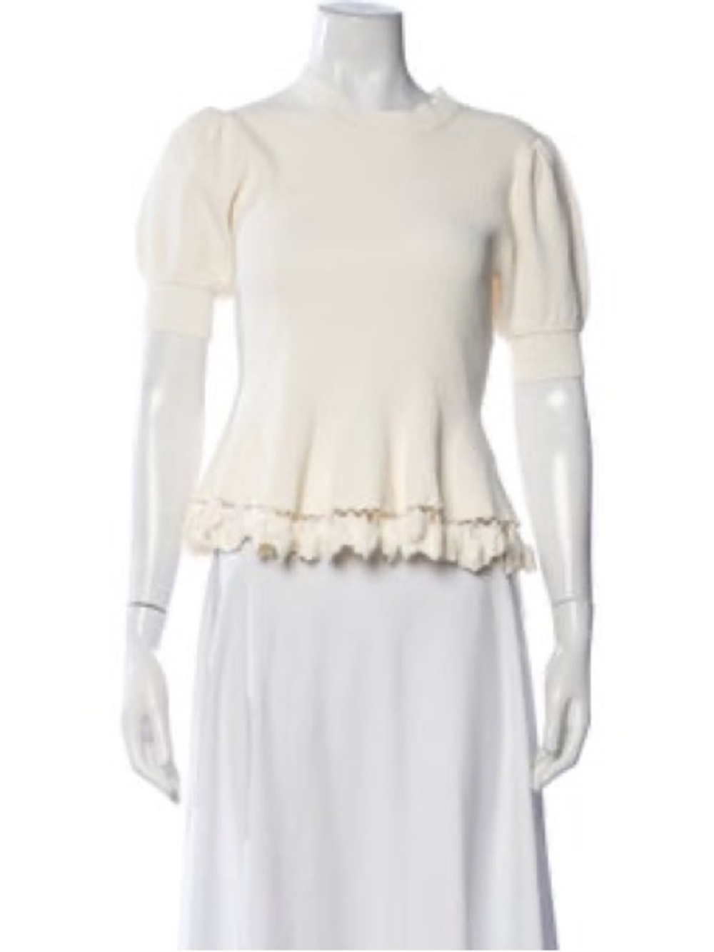 Ulla Johnson Women's Beige Esma Textured Crop Top Blouse Petite Size M